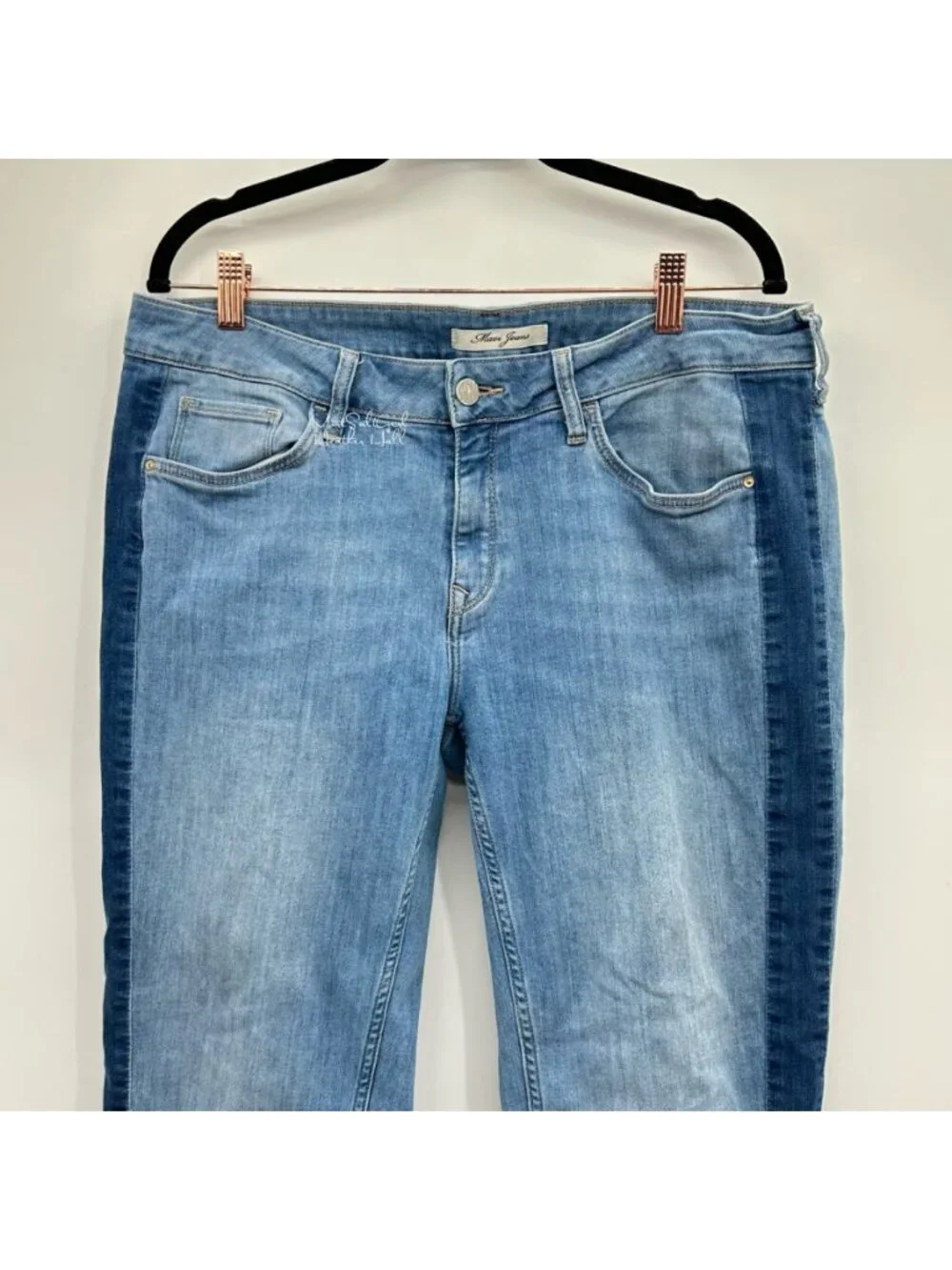 Mavi Side Stripe Raw Hem Ankle Cropped Jeans 31